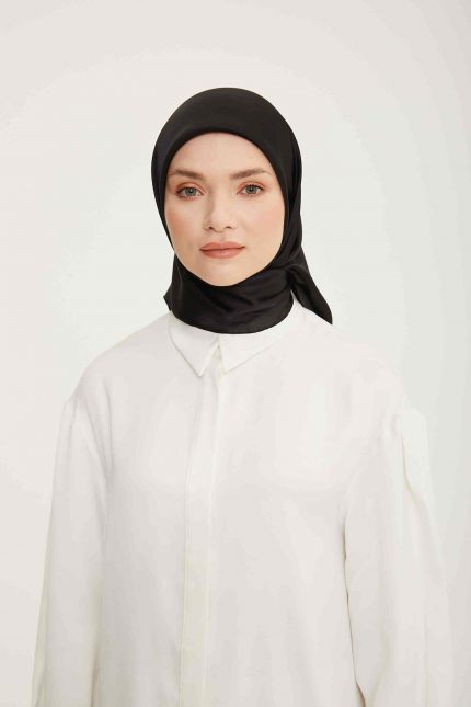 Armine Trend Siyah Düz Renk Jan Jan Şifon Eşarp 1075