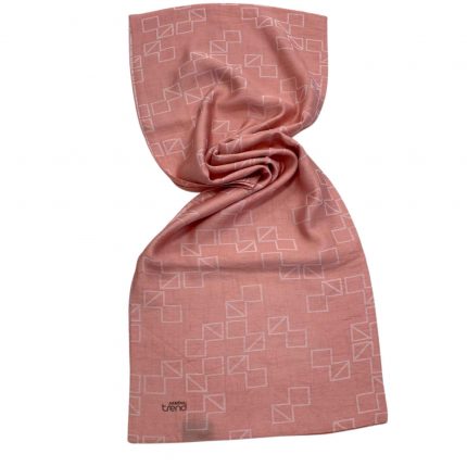 Armine Trend Toz Pembe Geometrik Desen Pure Lina Şal 15-23031