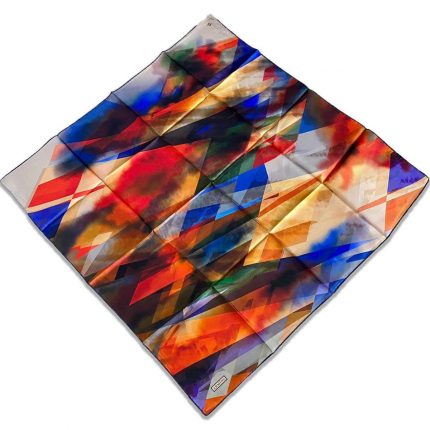 Armine Turuncu Geometrik Desen Tivil İpek Eşarp 9171-81