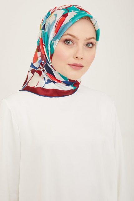 Armine Vişne Çürüğü-Mercan Çiçek Desen Sura İpek Eşarp 9153-60