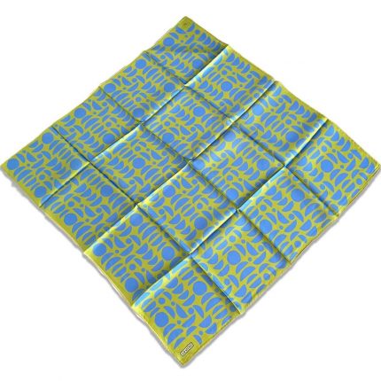 Armine Yeşil Mavi Geometrik Desen Tivil İpek Eşarp 9174-37