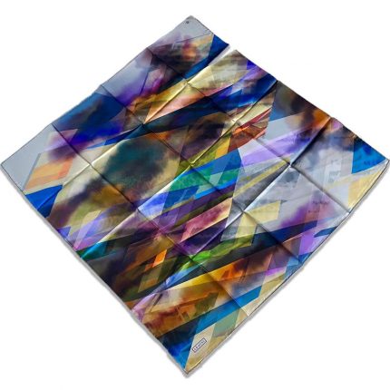 Armine Yeşil Mor Geometrik Desen Tivil İpek Eşarp 9171-33