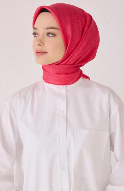 Belli Tivil İpek Eşarp 4055-04 Pembe Karışık Desen