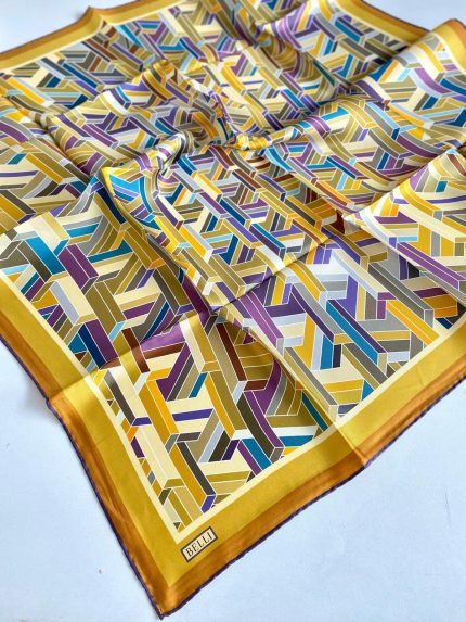 Belli Tivil İpek Eşarp 4119-03 Sarı Karışık Desen