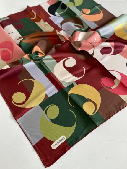 Cacharel Tivil İpek Eşarp 44416 Bordo Karışık Desen