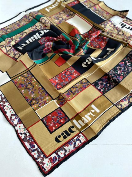 Cacharel Tivil İpek Eşarp 44430 Hardal Sarı Karışık Desen
