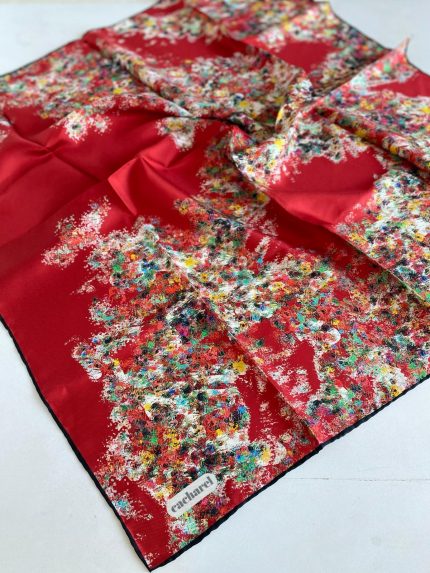 Cacharel Tivil İpek Eşarp 45903 Kırmızı Karışık Desen