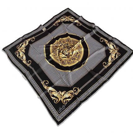 Defolu Polyester La Boutique Siyah-Altın Sarısı Karma Desen Eşarp 32590