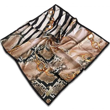 Defolu Polyester La Boutique Siyah-Altın Sarısı Karma Desen Eşarp 32589