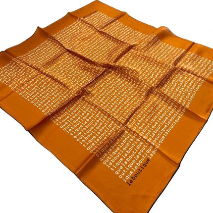 La Boutique Defolu Turuncu Desenli Sura İpek Eşarp 27690
