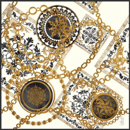La Boutique Tivil Saf İpek Eşarp 238302-49096 Beyaz Karışık Desen