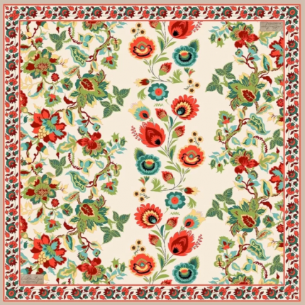 La Boutique Tivil Saf İpek Eşarp 240002-49016 Beyaz Karışık Desen