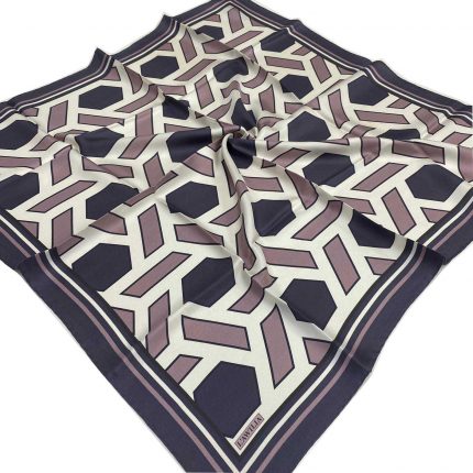 L'awilia Mat Mor Gül Kurusu Geometrik Desen Tivil İpek Eşarp 29027-43