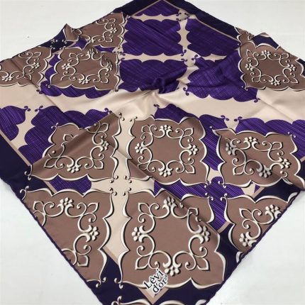 Levidor Mor Vintage Desen Tivil İpek Eşarp 20834