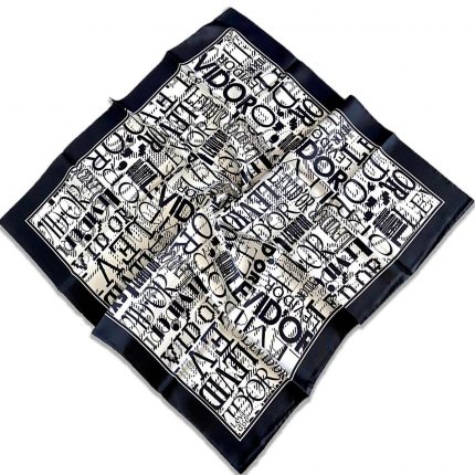 Levidor Tivil İpek Eşarp 35053 Siyah Beyaz Karışık Desen
