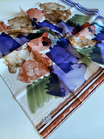 Levidor Tivil İpek Eşarp 40027 Beyaz Karışık Desen