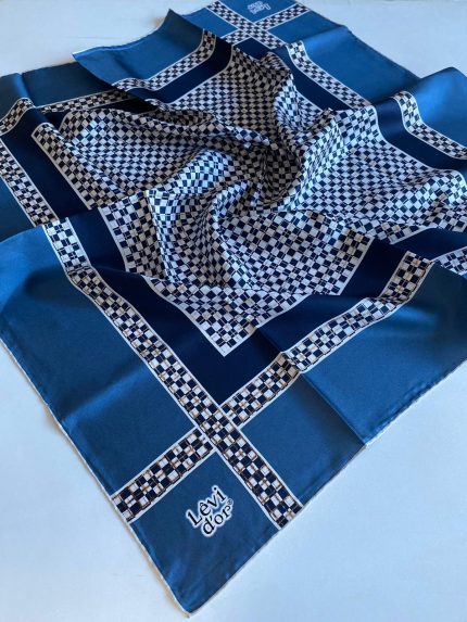 Levidor Tivil İpek Eşarp 40063 Mavi Karışık Desen