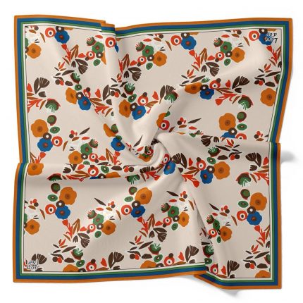 Levidor Tivil İpek Eşarp 4097-5 Krem Karışık Desen