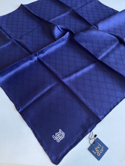 Levidor Tivil İpek Eşarp 4122-06 Koyu Mavi Monogram Desen