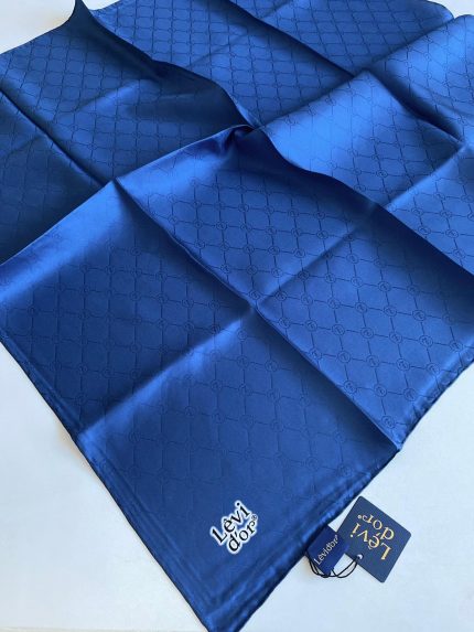 Levidor Tivil İpek Eşarp 4122-07 Parlement Mavi Monogram Desen
