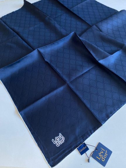 Levidor Tivil İpek Eşarp 4122-09 Lacivert Monogram Desen