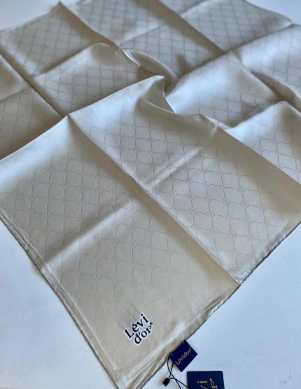 Levidor Tivil İpek Eşarp 4122-23 Krem Monogram Desen