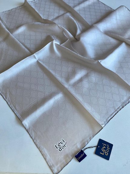 Levidor Tivil İpek Eşarp 4122-24 Açık Gri Monogram Desen