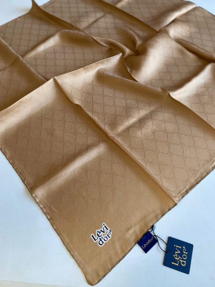 Levidor Tivil İpek Eşarp 4122-27 Açık Kahve Monogram Desen