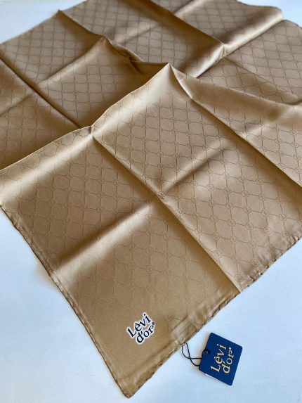 Levidor Tivil İpek Eşarp 4122-28 Koyu Bej Monogram Desen