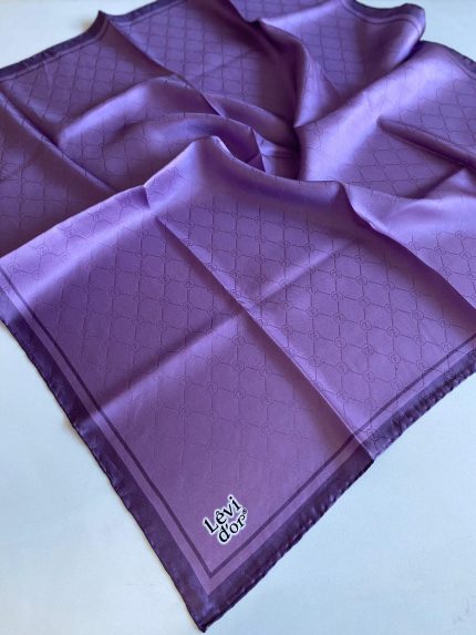 Levidor Tivil İpek Eşarp 4141-09 Mor Kenar Çizgili Monogram Desen