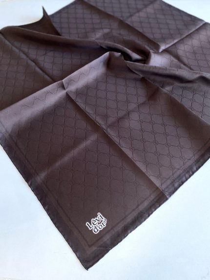 Levidor Tivil İpek Eşarp 4141-13 Kahverengi Kenar Çizgili Monogram Desen