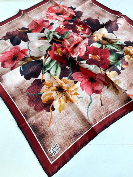 Levidor Tivil İpek Eşarp 43963 Bordo Karışık Desen
