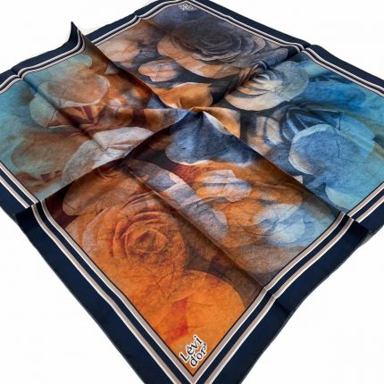 Levidor Turuncu Batik Desenli Tivil İpek Eşarp 21355