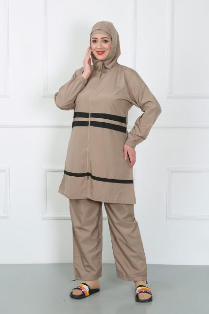 Modelisse - Büyük Beden Tesettür Mayo Bej 44020