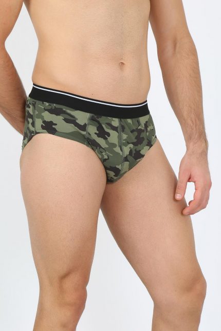 Modelisse - Erkek Pamuk Desenli Likralı Slip Haki 40131