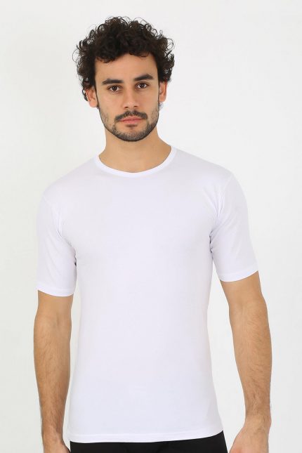 Modelisse - Erkek Sıfır Yaka Likralı Beyaz T-Shirt 65710