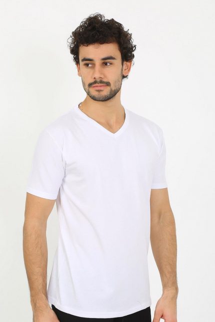 Modelisse - Erkek V Yaka Beyaz Penye Atlet 6560