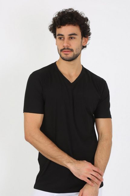 Modelisse - Erkek V Yaka Siyah Penye Atlet 6560