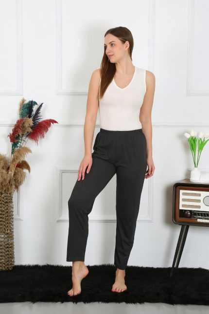 Modelisse - Kadın Pamuk Penye Tek Alt Pijama Füme 27514