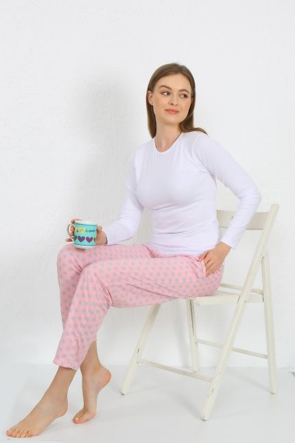 Modelisse - Kadın Pamuklu Cepli Tek Alt Pijama Pembe 27527