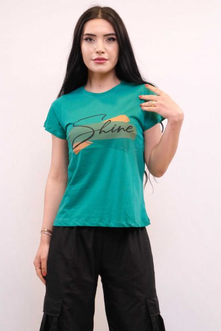 Modelisse - Shine Baskılı Tshirt Yeşil