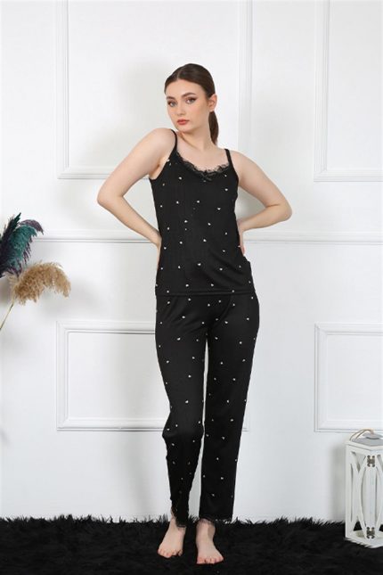 Modelisse - Kadın İp Askılı Siyah Pijama Takım 4138
