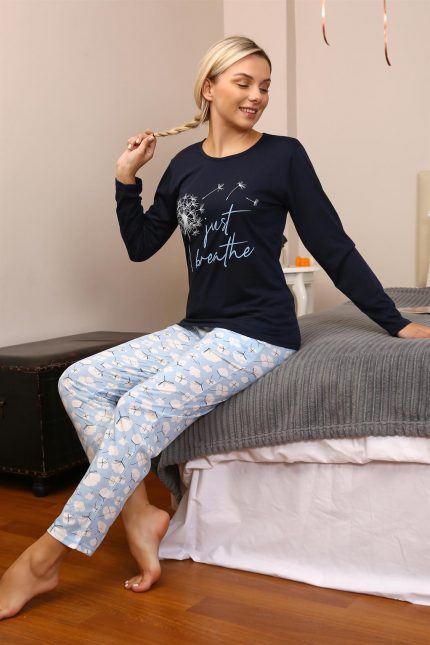 Modelisse - Kadın Penye Uzun Kol Pijama Takım 4189