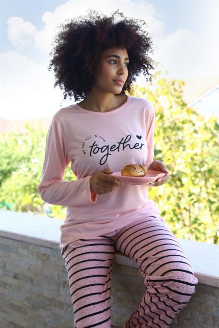 Modelisse - Kadın Penye Uzun Kol Pijama Takım 4190