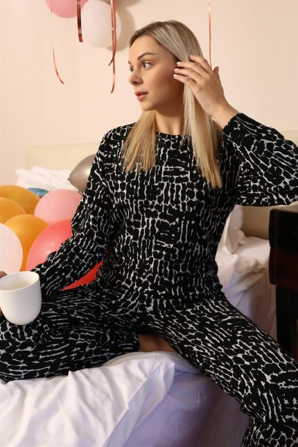 Modelisse - Kadın Uzun Kol 3 İplik Penye Pijama Takım 4180