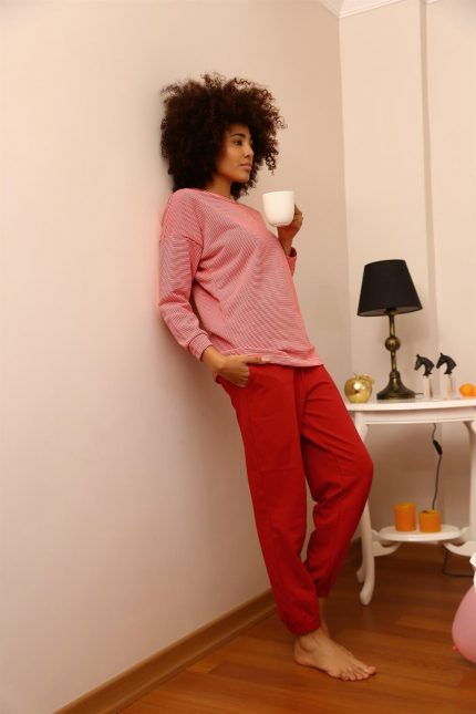 Modelisse - Kadın Uzun Kol 3 İplik Penye Pijama Takım 4184