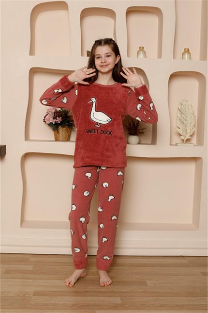 Modelisse - Kız Çocuk WelSoft Polar Vizon Pijama Takımı 20525