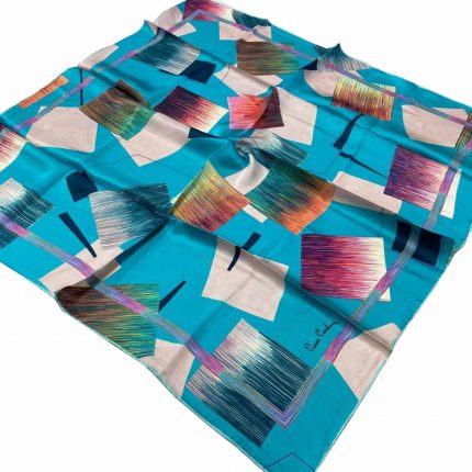 Pierre Cardin Defolu Turkuaz Geometrik Desen Sura İpek Eşarp 4207701-26940