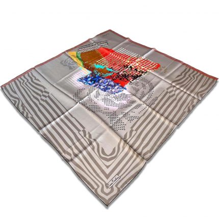 Pierre Cardin Gri Karma Desen Tivil İpek Eşarp 30969