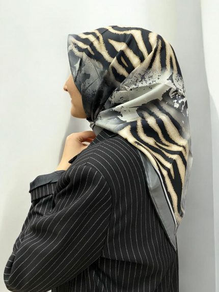 Pierre Cardin Gri Zebra Desenli Tivil İpek Eşarp 8447438-912